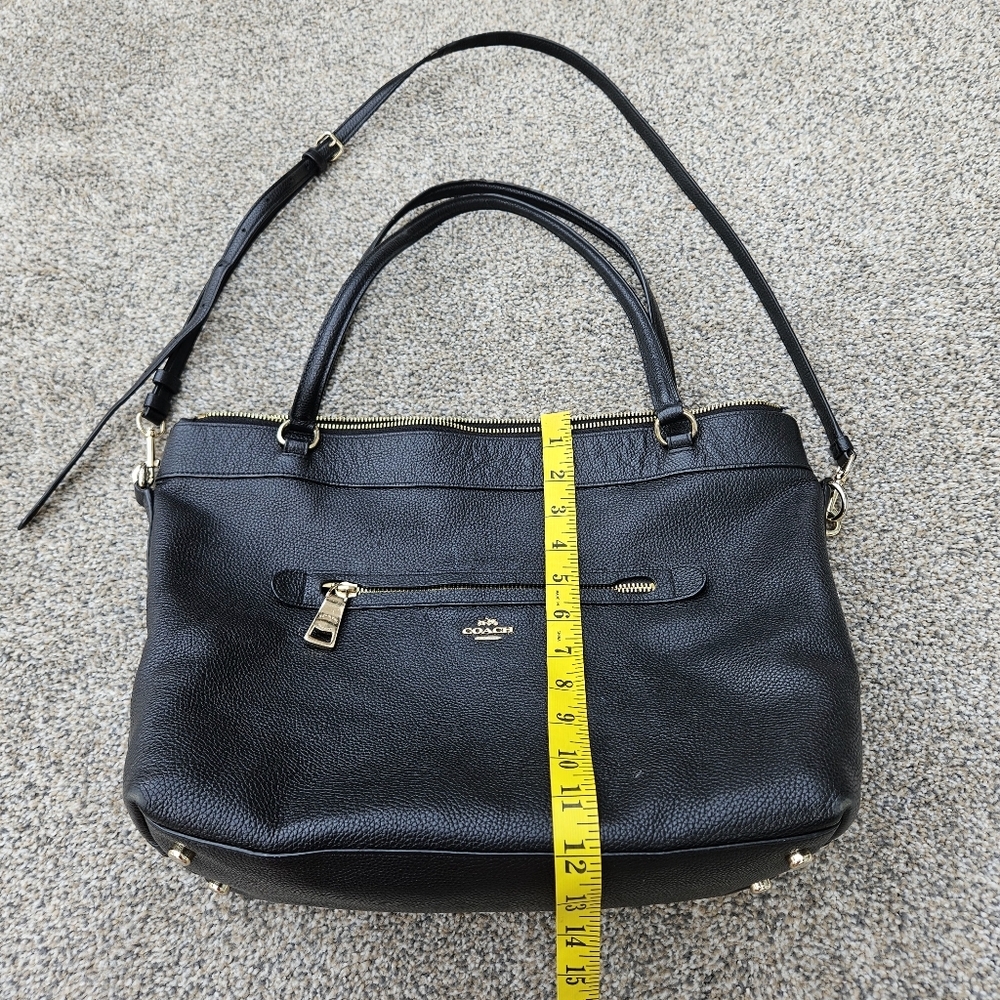 Coach Black Leather Tote with Gold Hardware - Picture 13 of 16